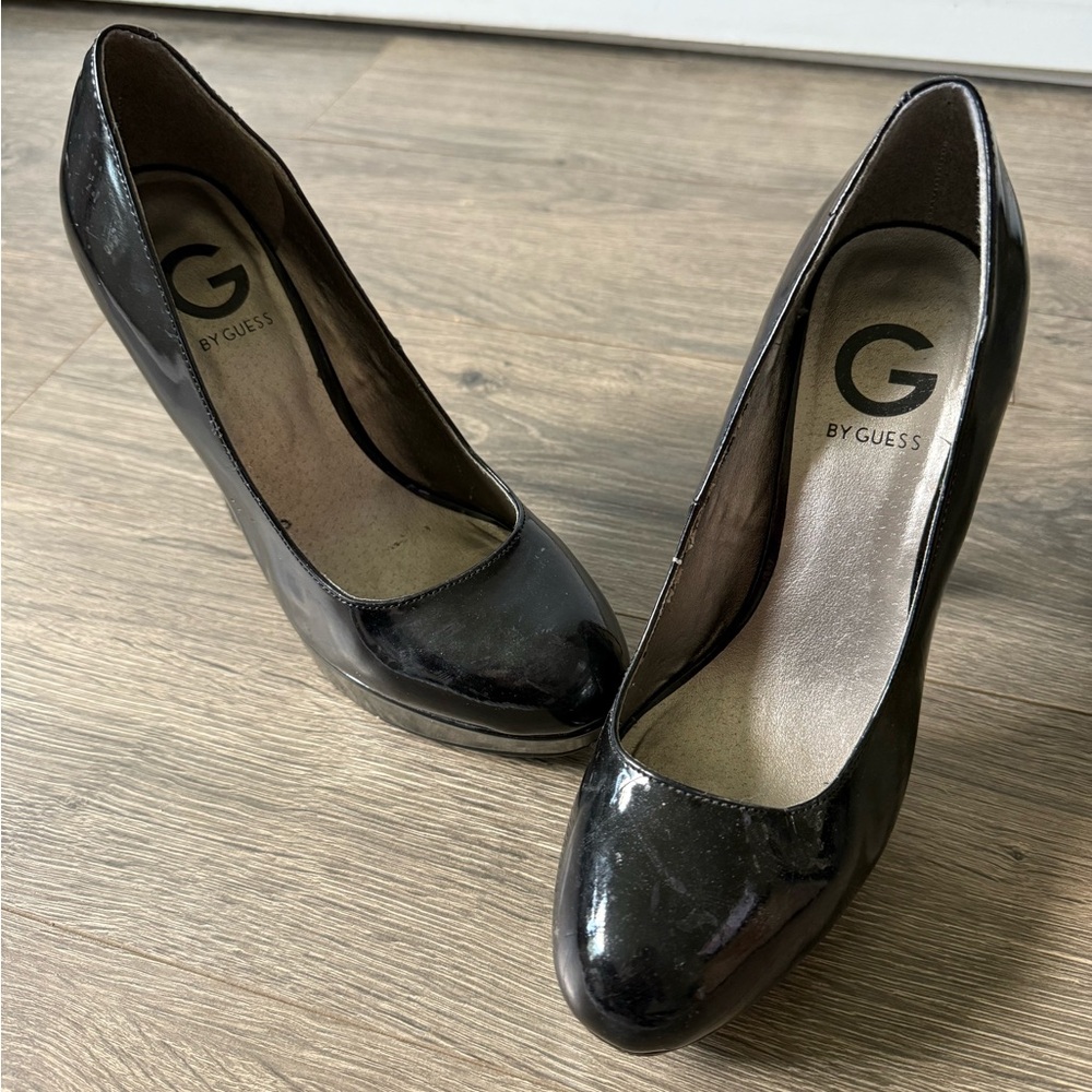 G by Guess Shiny Black Heels for Women